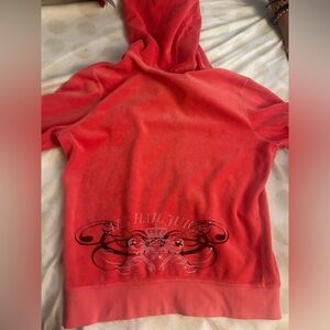 VINTAGE JUICY SWEATER! coral color juicy velvet sweater! Size XL but fits a S-M!